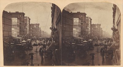 Broadway in de regen, ca. 1860s door Edward Anthony
