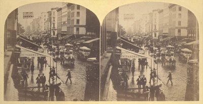 Broadway op een regenachtige dag, 1859 door Edward Anthony