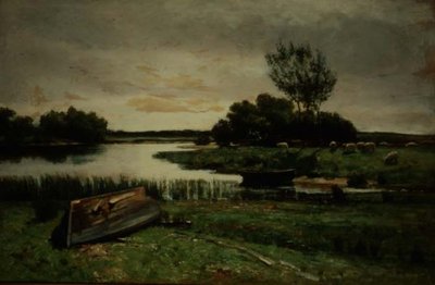 Meer met roeiboten door Edward Arthur Walton