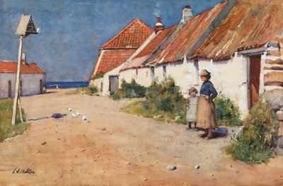 Kusthuisjes met duiventil door Edward Arthur Walton