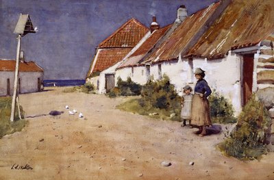 Strandhuisjes met Duiventil door Edward Arthur Walton