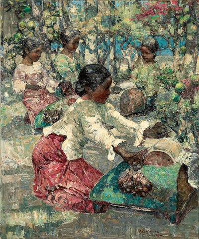 Birmese kantmakers door Edward Atkinson Hornel
