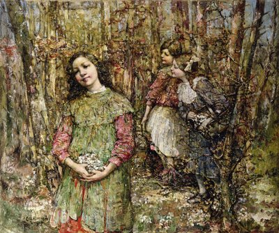 Sneeuwklokjes verzamelen door Edward Atkinson Hornel