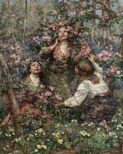 Het merellied, c.1908 door Edward Atkinson Hornel