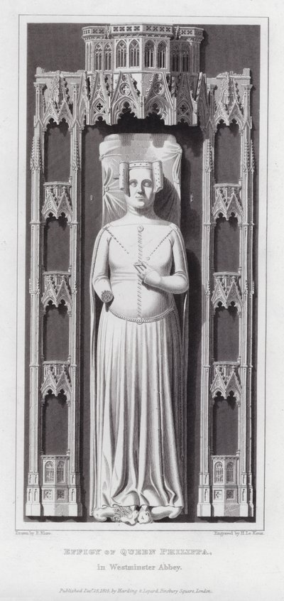 Beeld van Koningin Philippa, in Westminster Abbey door Edward Blore