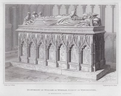 Monument van William van Wykham, Bisschop van Winchester, in Winchester Cathedral door Edward Blore