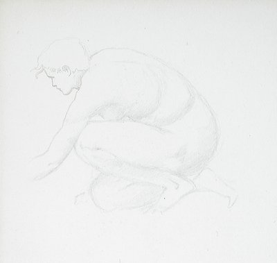 Gehurkt vrouwelijk naakt door Edward Burne-Jones