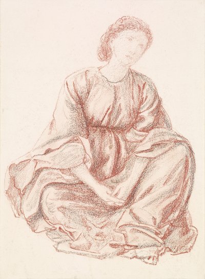 Groene Zomer - Draperiestudie voor de Centrale Figuur door Edward Burne Jones