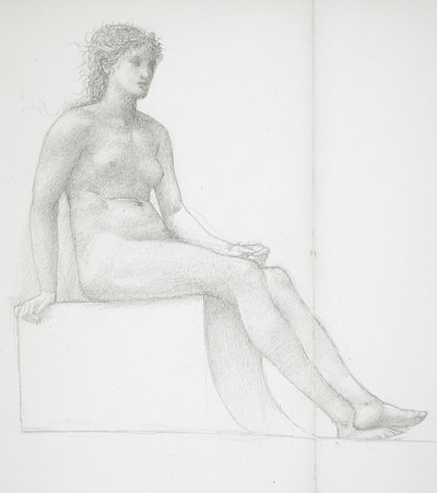 Ben van een naakt vrouwelijk model door Edward Burne-Jones