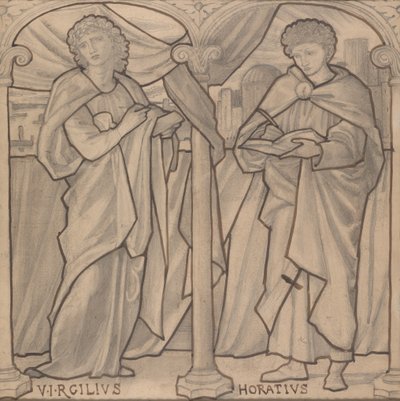Voorbereidend ontwerp voor een glas-in-loodraam, Vergilius en Horatius door Edward Burne-Jones