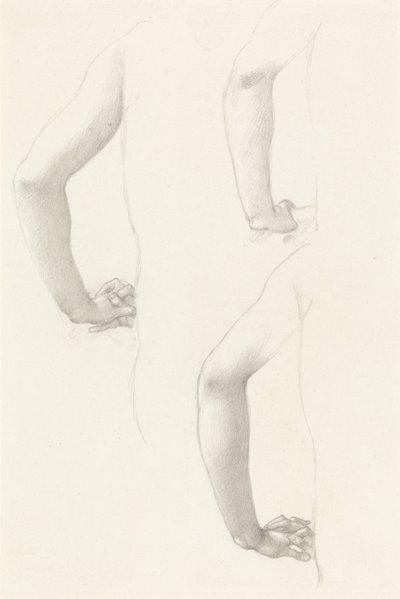 Studies van een arm en handen door Edward Burne-Jones