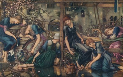 De Briar Rose, De Tuin Hof, ca. 1890, 1922 door Edward Burne Jones