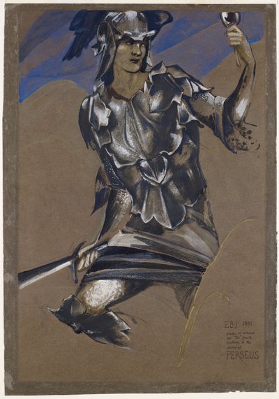 De Perseus-serie - Studie van Perseus in harnas voor Het vinden van Medusa door Edward Burne-Jones