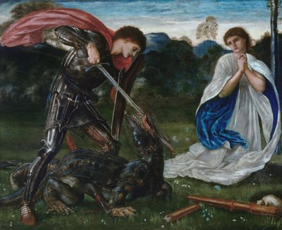 Het gevecht: Sint Joris doodt de draak VI door Edward Burne-Jones
