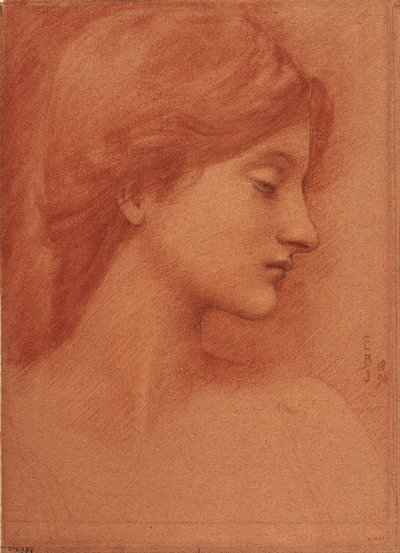 Vrouwelijk hoofd door Edward Burne Jones