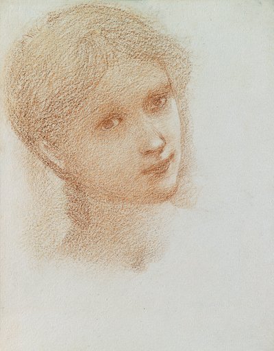 Hoofdstudie van een Meisje, c.1865-6 door Edward Burne Jones