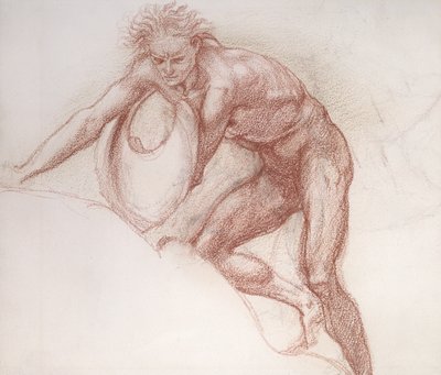 Mannelijke naakt, studie voor Hercules door Edward Burne Jones