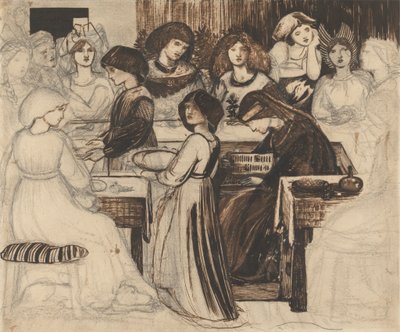 Studie voor het huwelijksfeest van Sir Degrevaunt door Edward Burne Jones