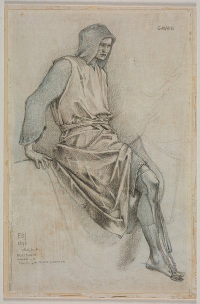 Studie voor het falen van Gawain uit de Heilige Graal Tapijten, 1893 door Edward Burne Jones