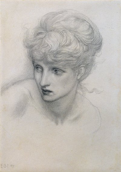 Studie van een meisjeshoofd door Edward Burne Jones