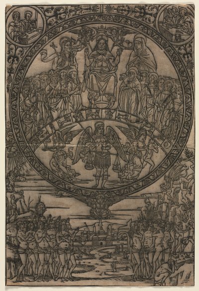 Het Laatste Oordeel in aanwezigheid van de heiligen en de aartsengel Michaël door Edward Burne Jones