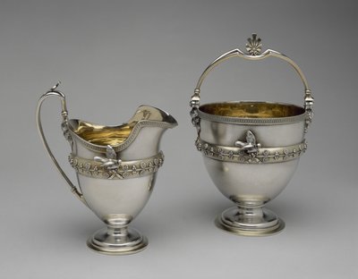 Roomkan en Suikerbasket, ca. 1865-1869 (zilver en verguld zilver) door Edward Chandler Moore