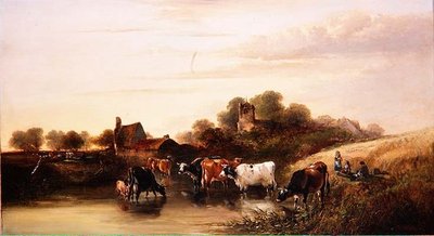 De drinkplaats, scène in Devonshire door Edward Charles Williams