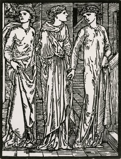 Eerste bezoek van de zussen door Edward Coley (after) Burne Jones