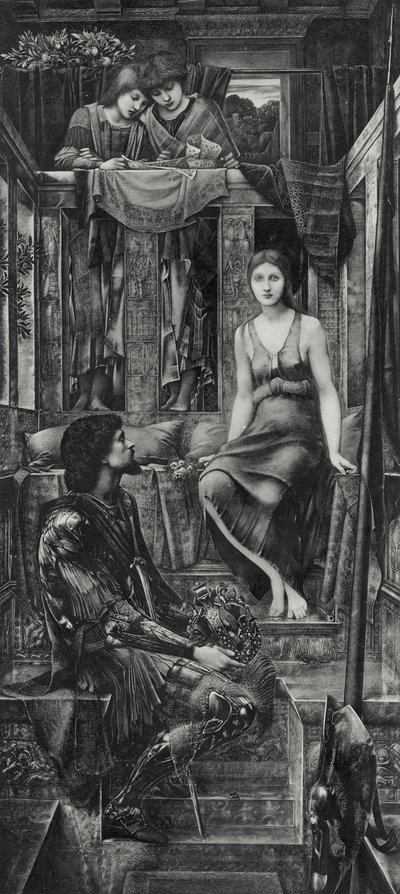 Koning Cophetua en het bedelmeisje door Edward Coley (after) Burne Jones