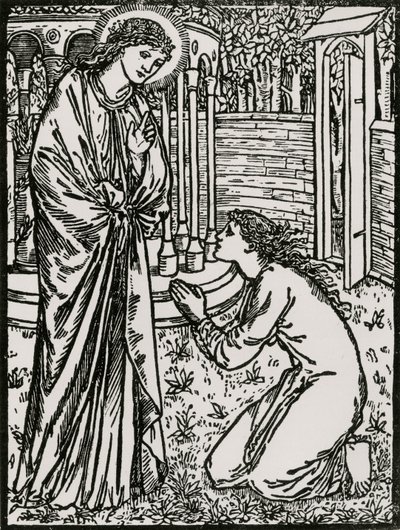 Psyche en Juno door Edward Coley (after) Burne Jones