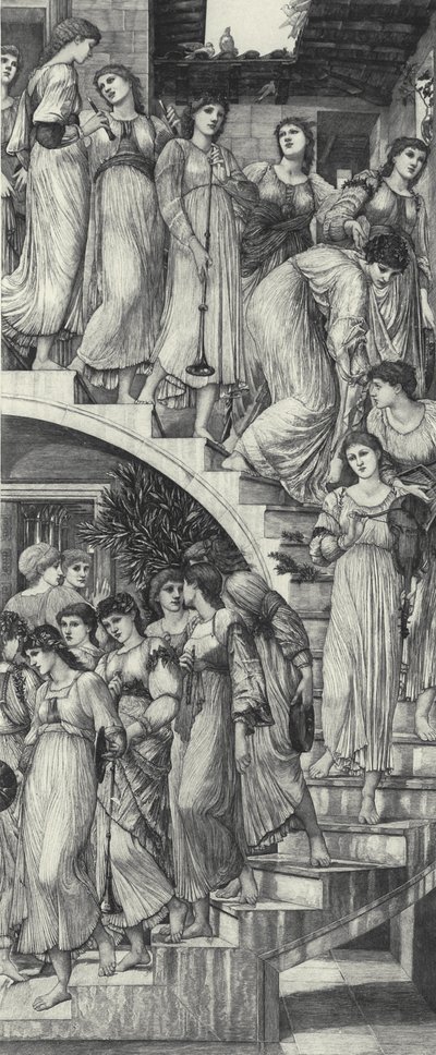 De gouden trappen door Edward Coley (after) Burne Jones