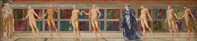De Pelgrim in de Tuin van Ledigheid - Studie van negen Figuren, ca. 1874 door Edward Coley (studio of) Burne Jones