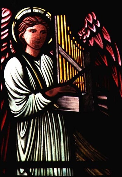 Engel met een portatief orgel door Sir Edward Burne-Jones door Edward Coley Burne Jones