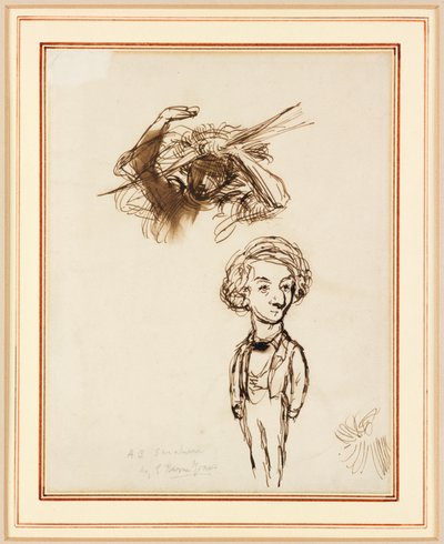 Karikatuur van Algernon Charles Swinburne door Edward Coley Burne Jones