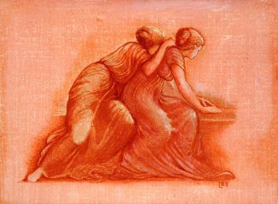 Figuren op een balkon door Edward Coley Burne Jones