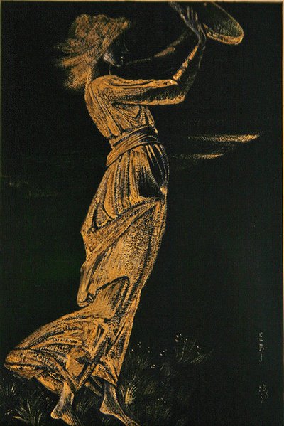 Meisje met een tamboerijn door Edward Coley Burne Jones