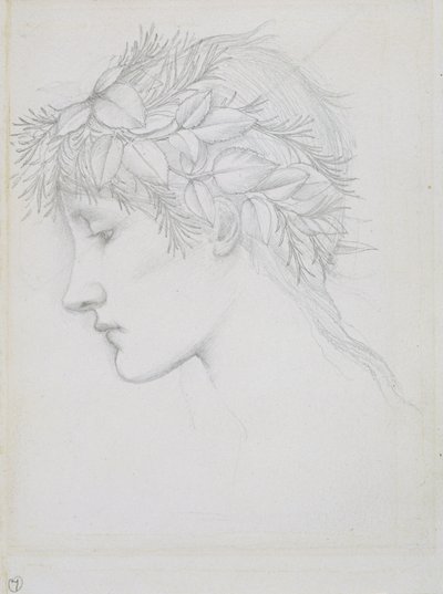 Hoofd gekroond met bladeren door Edward Coley Burne Jones