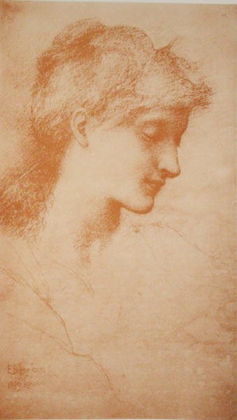 Hoofd van een Jonge Vrouw door Edward Coley Burne Jones