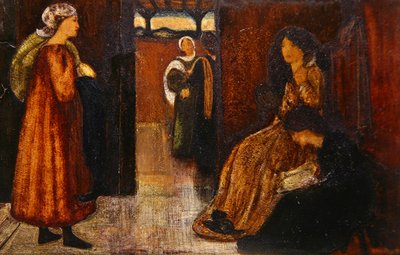 Interieur met figuren door Edward Coley Burne Jones