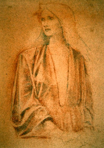 Portret van een meisje - Studie voor Arthur in Avalon, ca. 1890 door Edward Coley Burne Jones