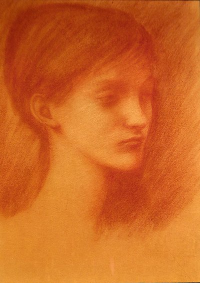Roodharig / Portret van een meisje door Edward Coley Burne Jones