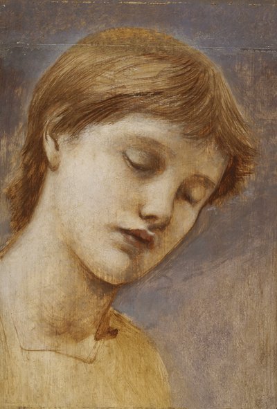 Studie van een hoofd door Edward Coley Burne Jones
