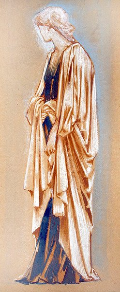 Studie van een gedrapeerd figuur door Edward Coley Burne Jones