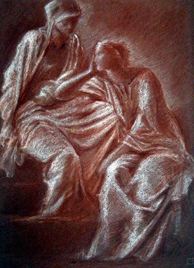 Studie van vrouwelijke figuren door Edward Coley Burne Jones