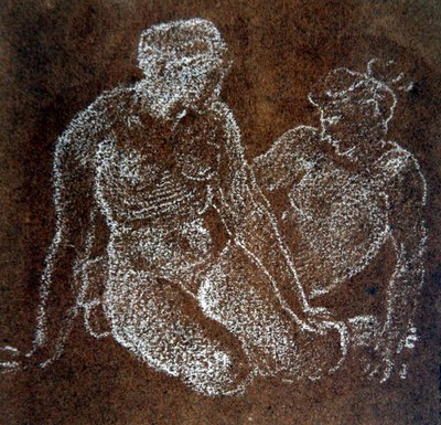 Studie van twee zittende vrouwelijke naakten door Edward Coley Burne Jones