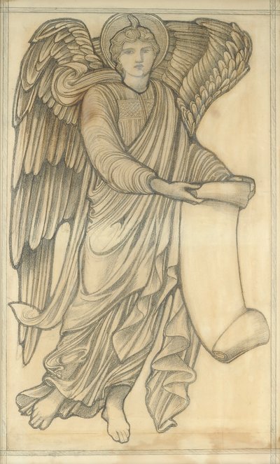 Engel met Rol - figuur nummer zes, 1880 door Edward Burne Jones