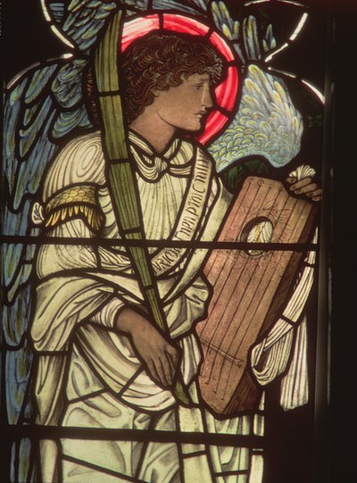 Engel met een lier, uit het St. Cecilia-raam, Christ Church, Oxford, 1875 door Edward Burne Jones