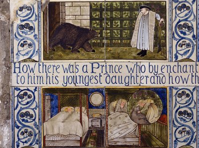 Beauty and the Beast tegelpaneel, Morris, Marshall, Faulkner & Co., ca. 1867 door Edward Burne Jones