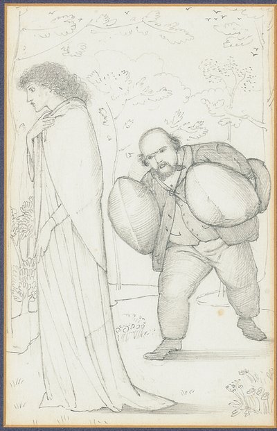 Dante Gabriel Rossetti brengt kussens naar Jane Morris door Edward Burne Jones