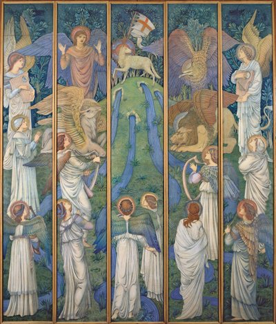 Paradijs, met de Aanbidding van het Heilige Lam, c.1875-80 door Edward Burne Jones